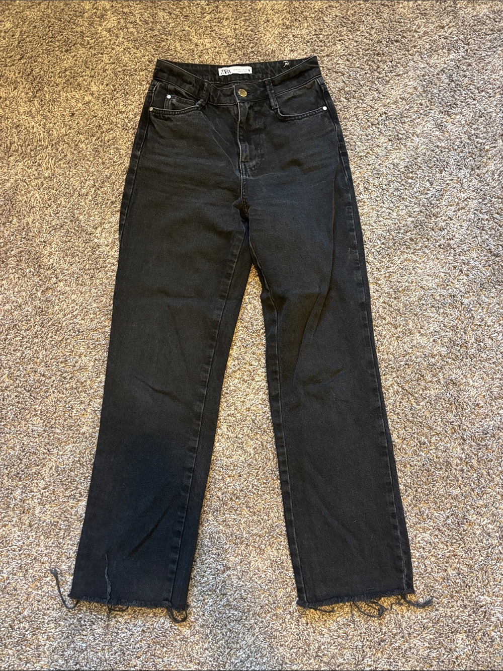 ZARA Black Straight-Leg Jeans